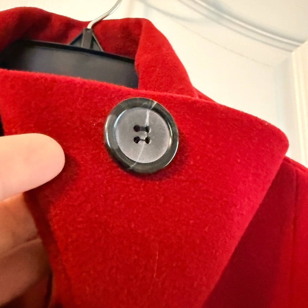 Marvin Richards New York Red Wool Blend Oversized Collar A-Line Coat Womens 10 - Picture 3 of 13